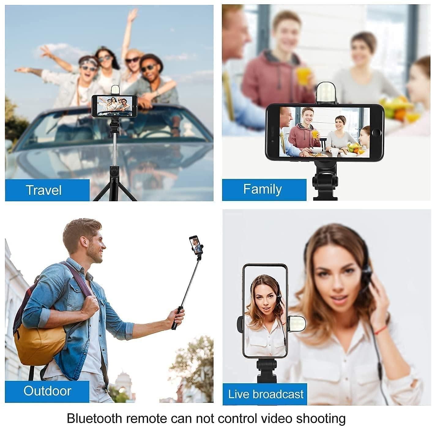 3-in-1 Extendable Selfie Stick Tripod with Bluetooth Remote & Flash