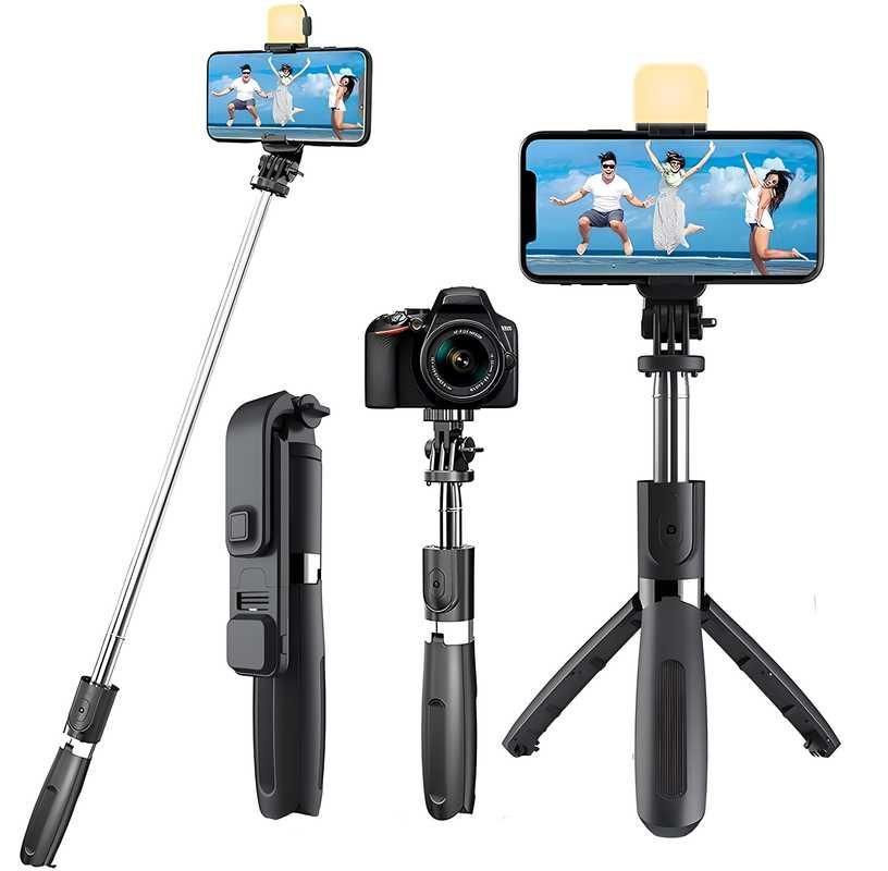 3-in-1 Extendable Selfie Stick Tripod with Bluetooth Remote & Flash