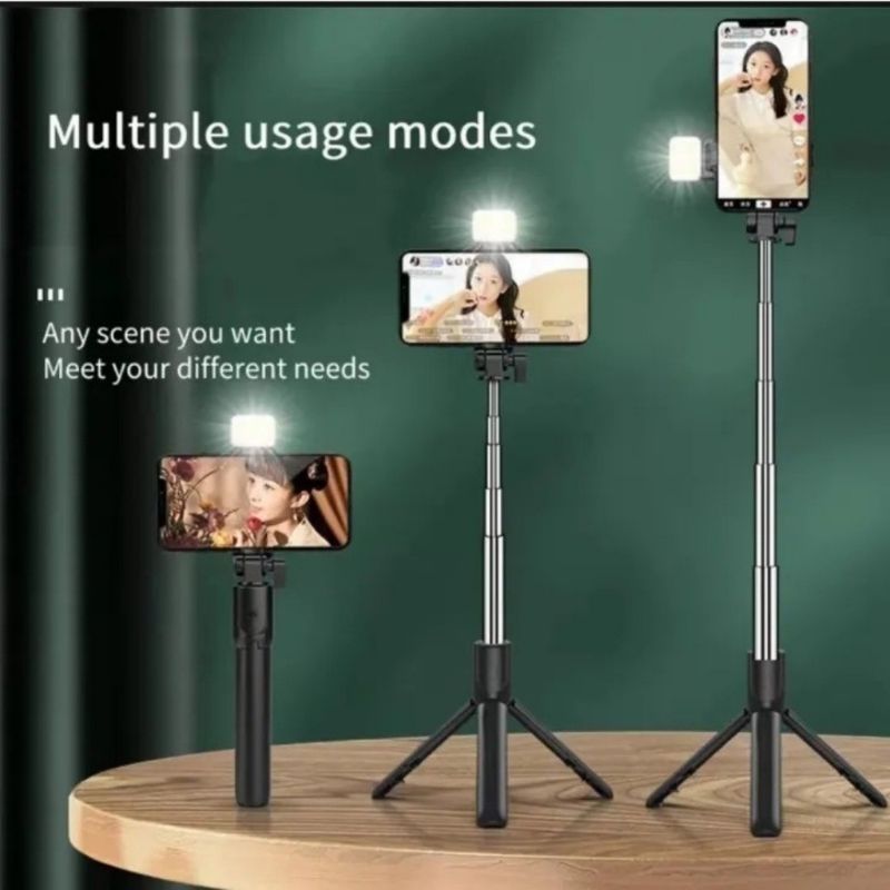 3-in-1 Extendable Selfie Stick Tripod with Bluetooth Remote & Flash