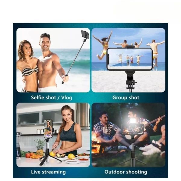 3-in-1 Extendable Selfie Stick Tripod with Bluetooth Remote & Flash