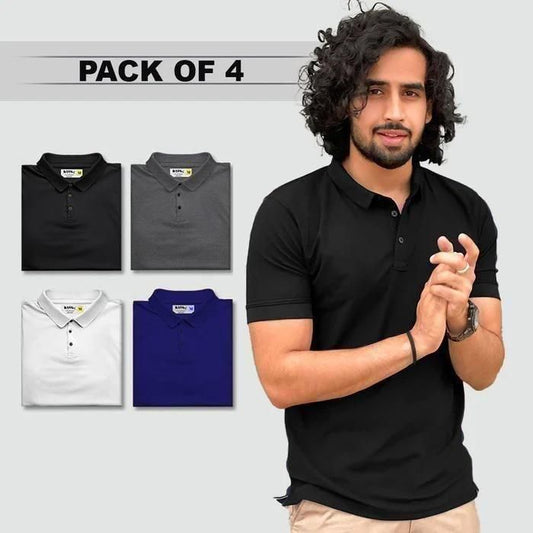 All-Day Comfort in Every Color – Solid Polo T-Shirt Pack (4 Pieces)